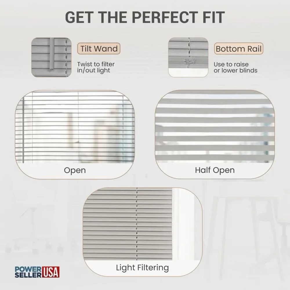 PowerSellerUSA Cordless Window Blinds, Privacy & Light Filtering 1